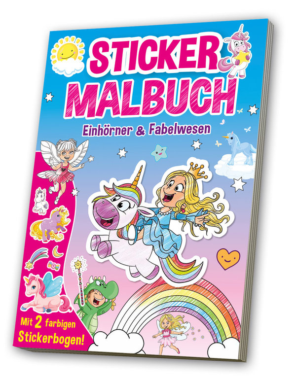 Sticker Malbuch Einhörner & Fabelwesen - mit über 200 Stickern!