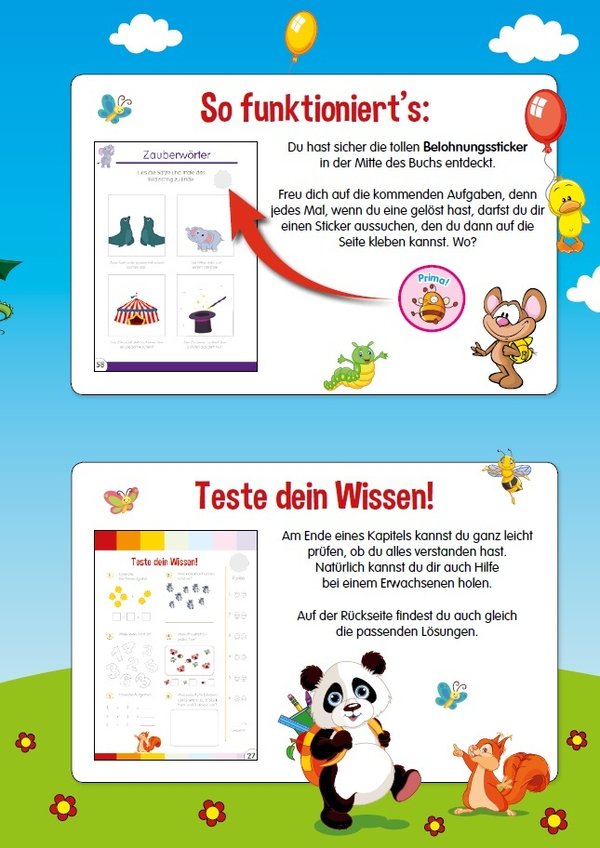 Das lustige Lernhilfe-Buch "Grundschule" - mit Belohnungsstickern!