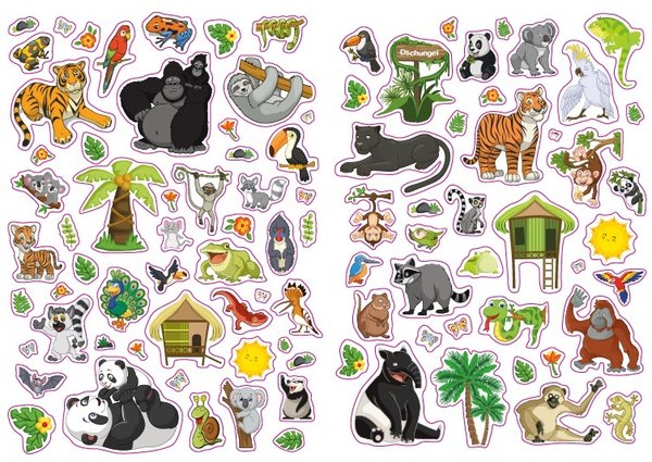 Sticker Malbuch Wilde Tiere - mit über 200 Stickern!