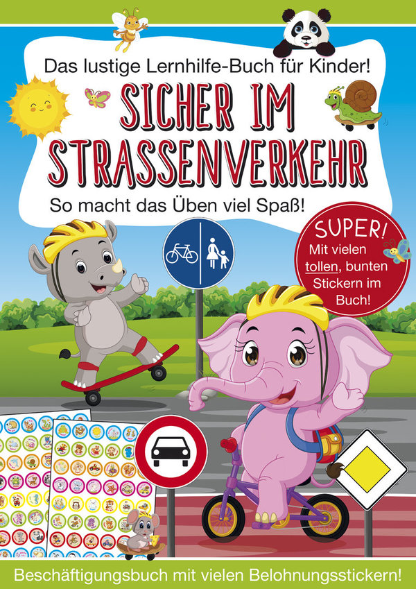 Das lustige Lernhilfe-Buch "Sicher im Straßenverkehr" - mit Belohnungsstickern!