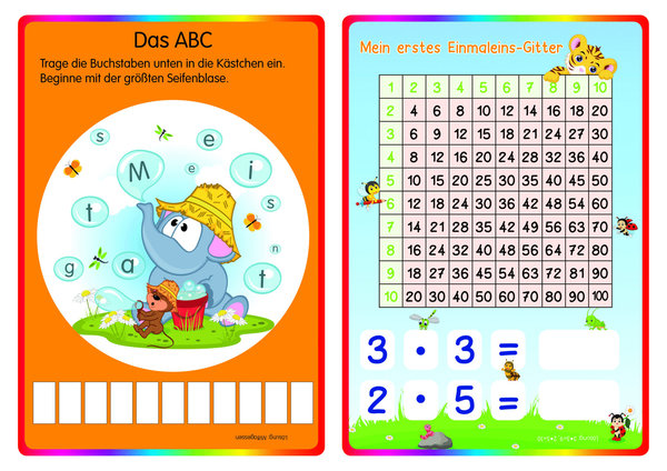 Abwischbare Lern- & Rätselkarten - Grundschule mit Stift