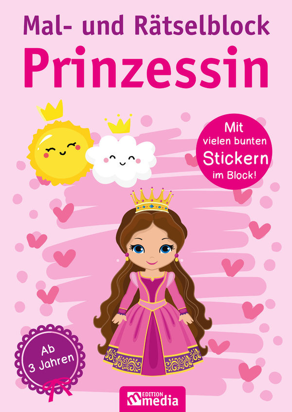 Mal- und Rätselblock - Prinzessin (mit vielen bunten Stickern)