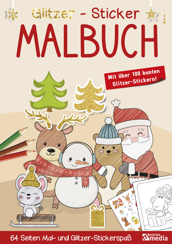Glitzer-Sticker-Malbuch - Weihnachten