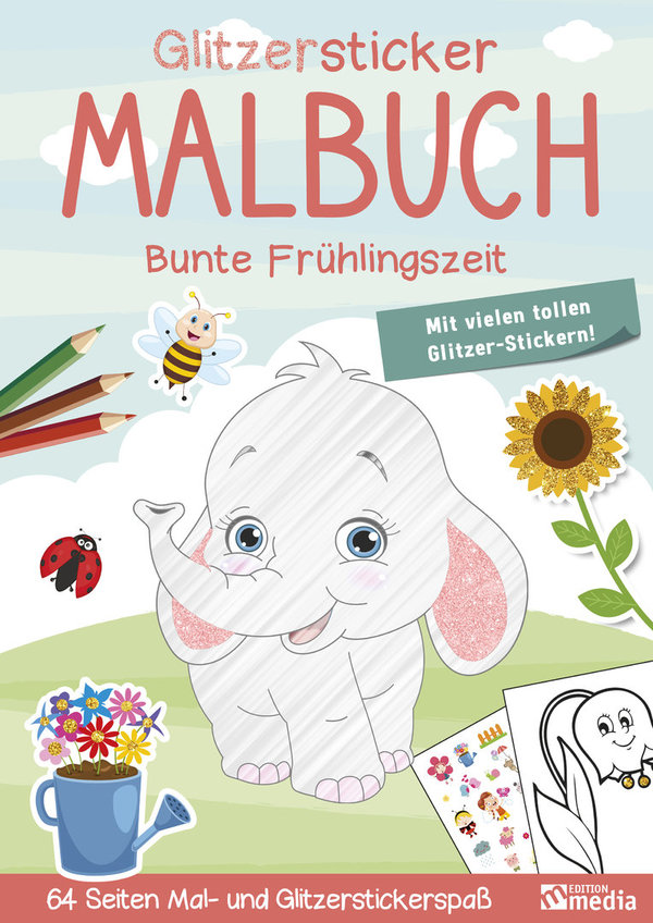 Glitzer-Sticker-Malbuch - Frühling