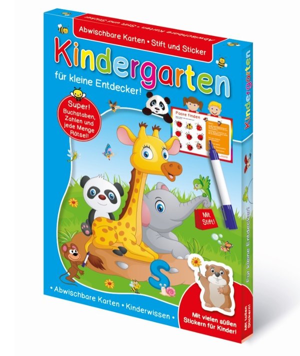 Lern- & Rätselkarten - Kindergarten mit Stift