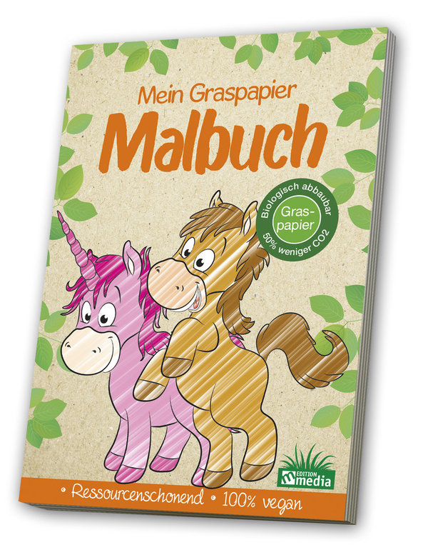 Mein Graspapier Malbuch - Einhörner und Pferde