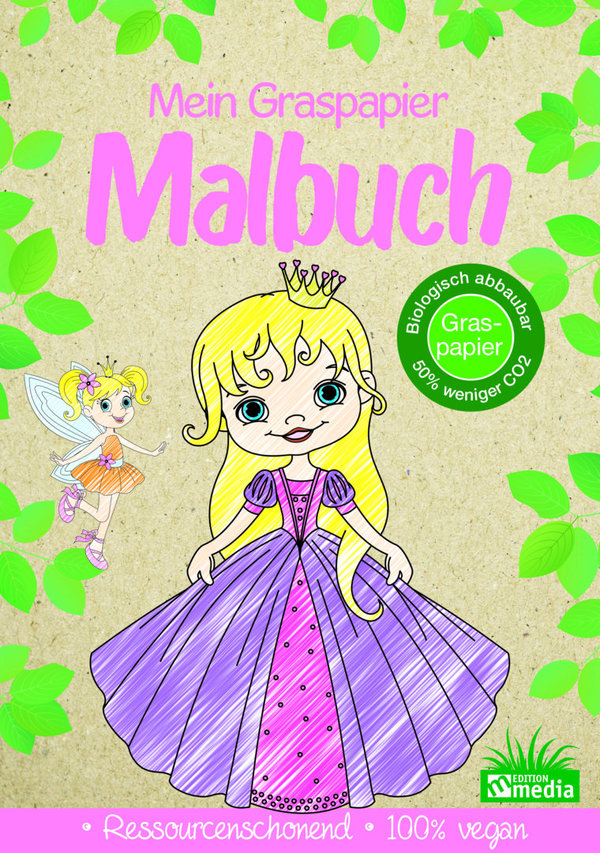 Mein Graspapier Malbuch -  Prinzessinnen und Feen