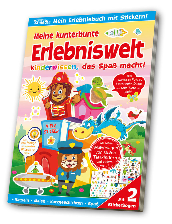 Sticker-Übungsbuch - Feuerwehr, Polizei, Dinos - 128 Seiten
