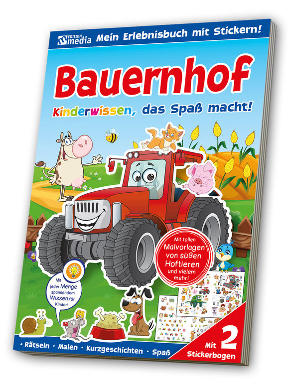 Sticker-Übungsbuch - Bauernhof, Natur - 128 Seiten