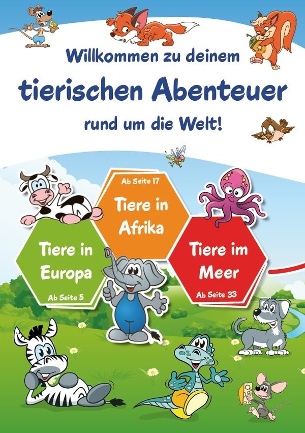 Sticker-Übungsbuch - Tierwelt Lernspaß - 128 Seiten